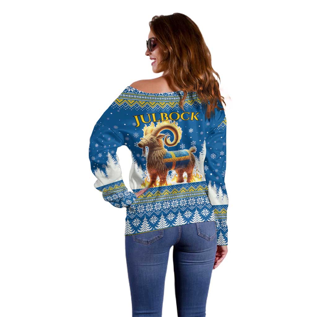 Sweden Christmas Off Shoulder Sweater Julbock Yule Goat LT19