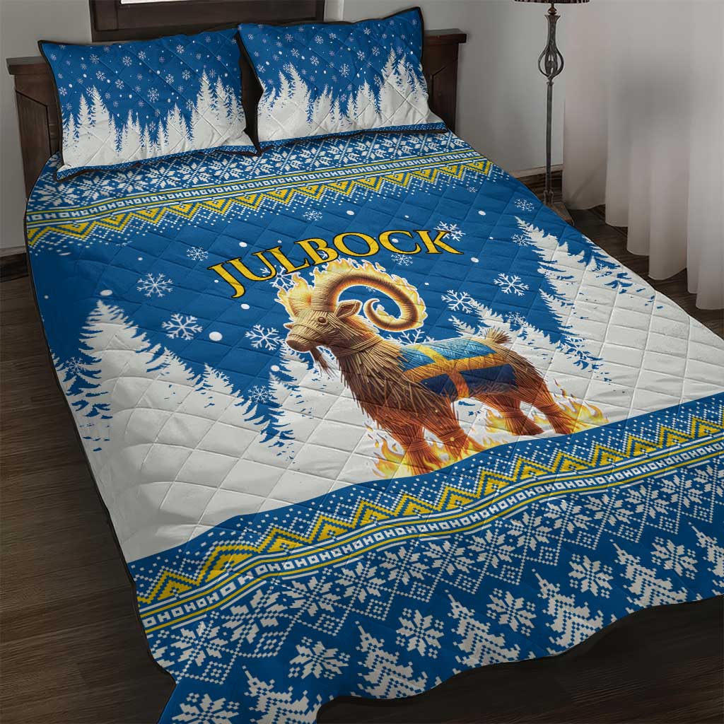 Sweden Christmas Quilt Bed Set Julbock  Yule Goat - Wonder Print Shop