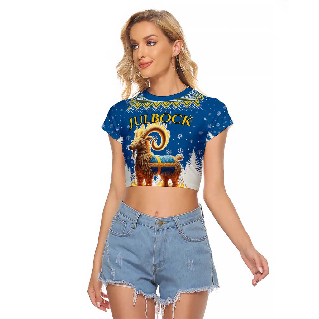 Sweden Christmas Raglan Cropped T Shirt Julbock Yule Goat LT19