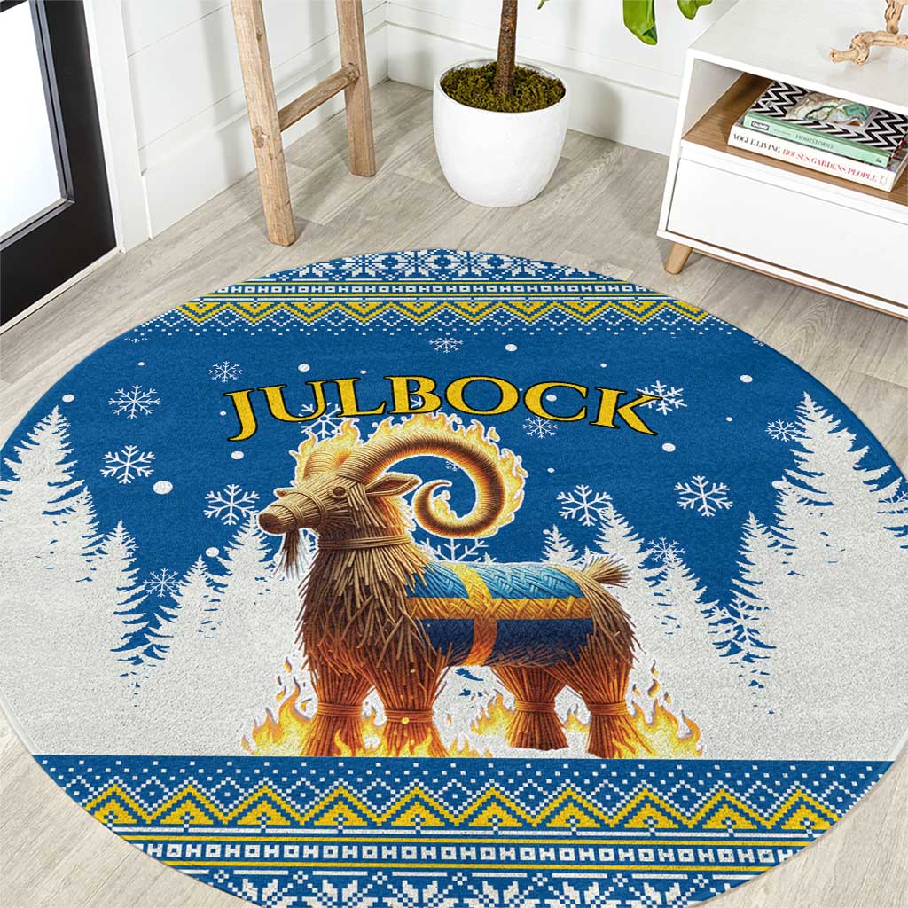 Sweden Christmas Round Carpet Julbock  Yule Goat - Wonder Print Shop