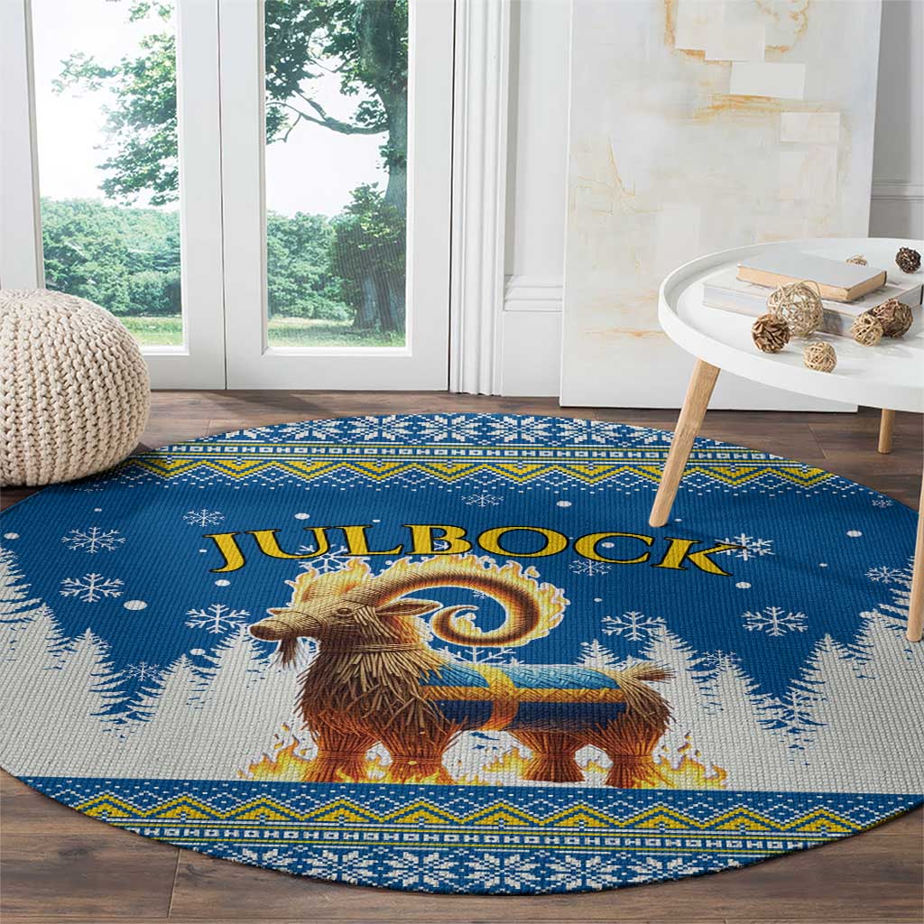 Sweden Christmas Round Carpet Julbock  Yule Goat - Wonder Print Shop