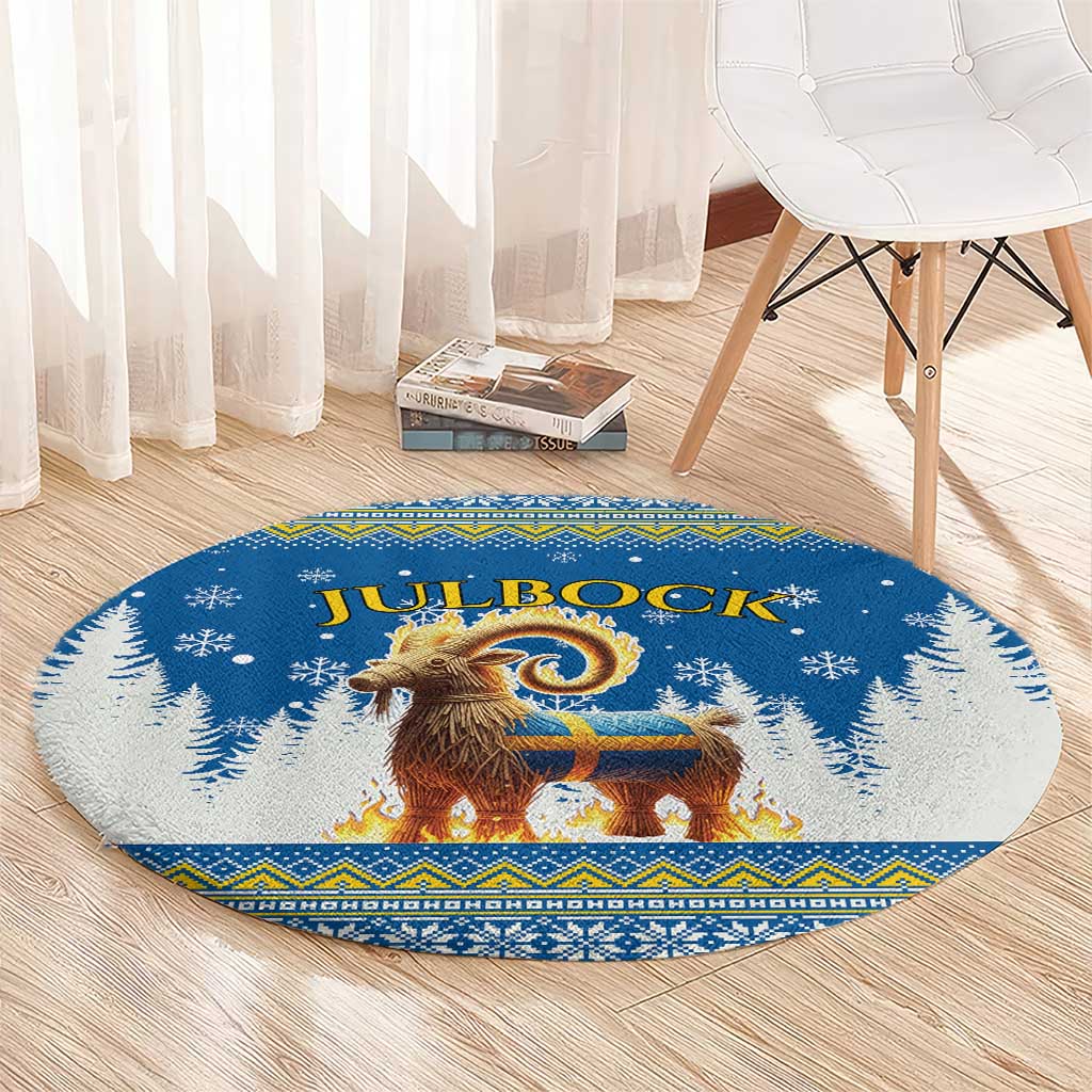 Sweden Christmas Round Carpet Julbock  Yule Goat - Wonder Print Shop