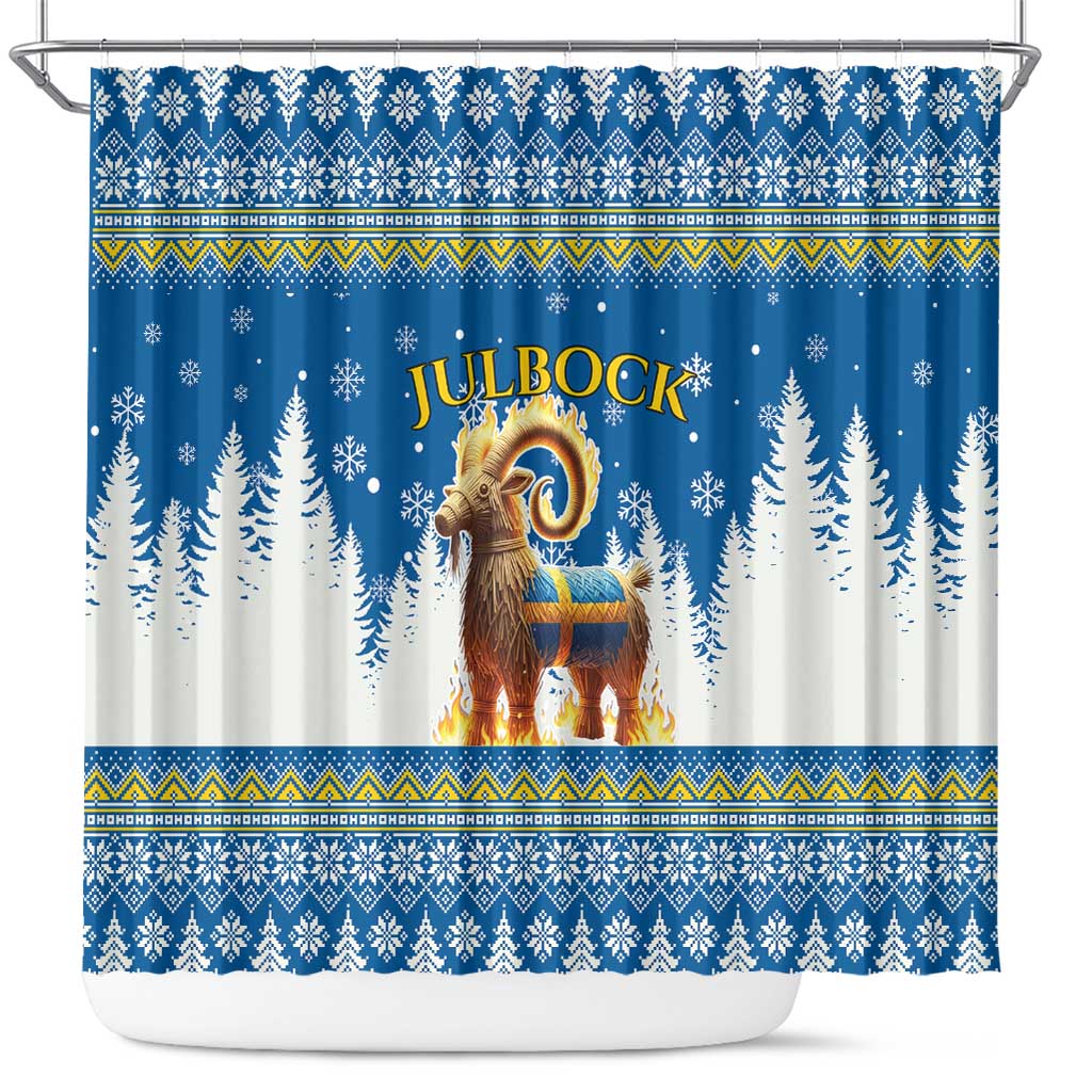 Sweden Christmas Shower Curtain Julbock  Yule Goat - Wonder Print Shop