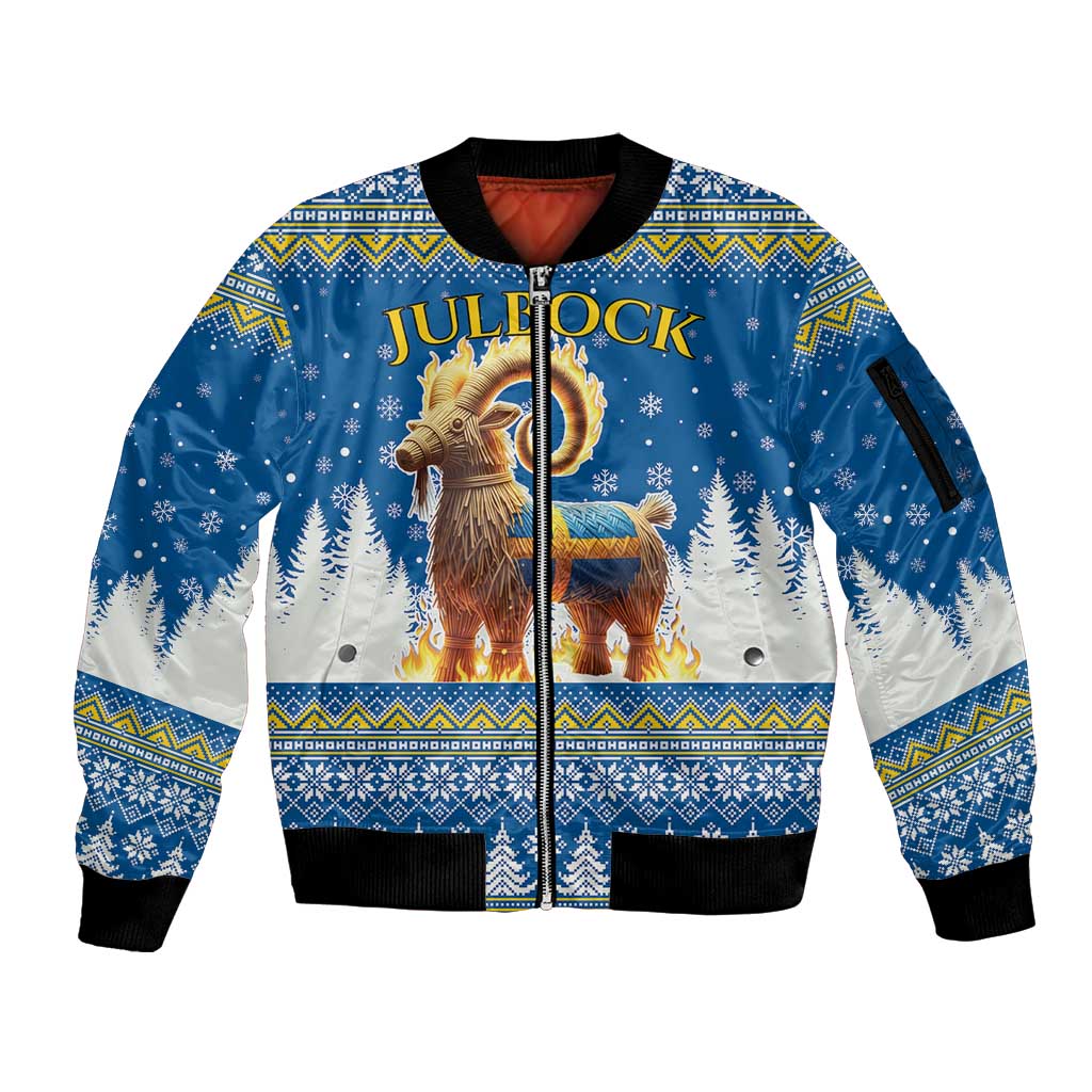 Sweden Christmas Sleeve Zip Bomber Jacket Julbock Yule Goat LT19