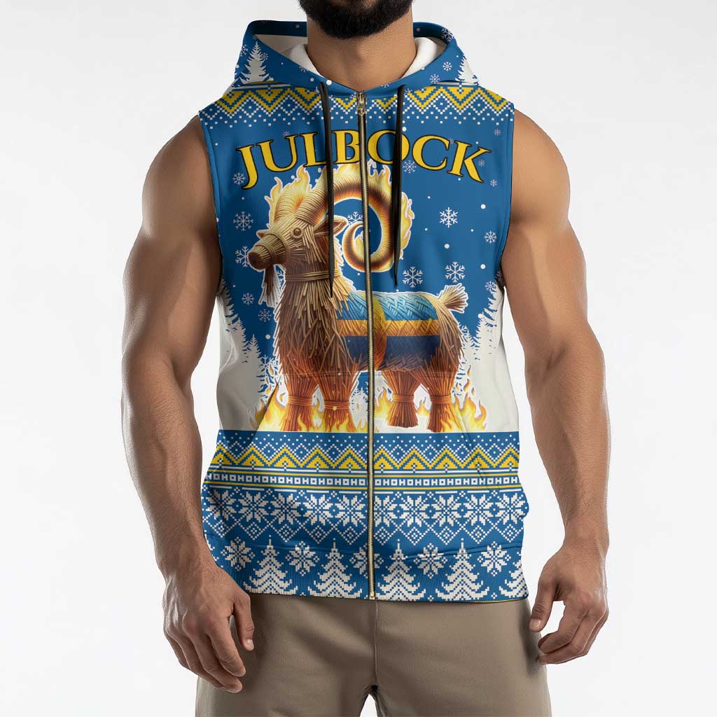 Sweden Christmas Sleeveless Zip Hoodie Julbock Yule Goat LT19