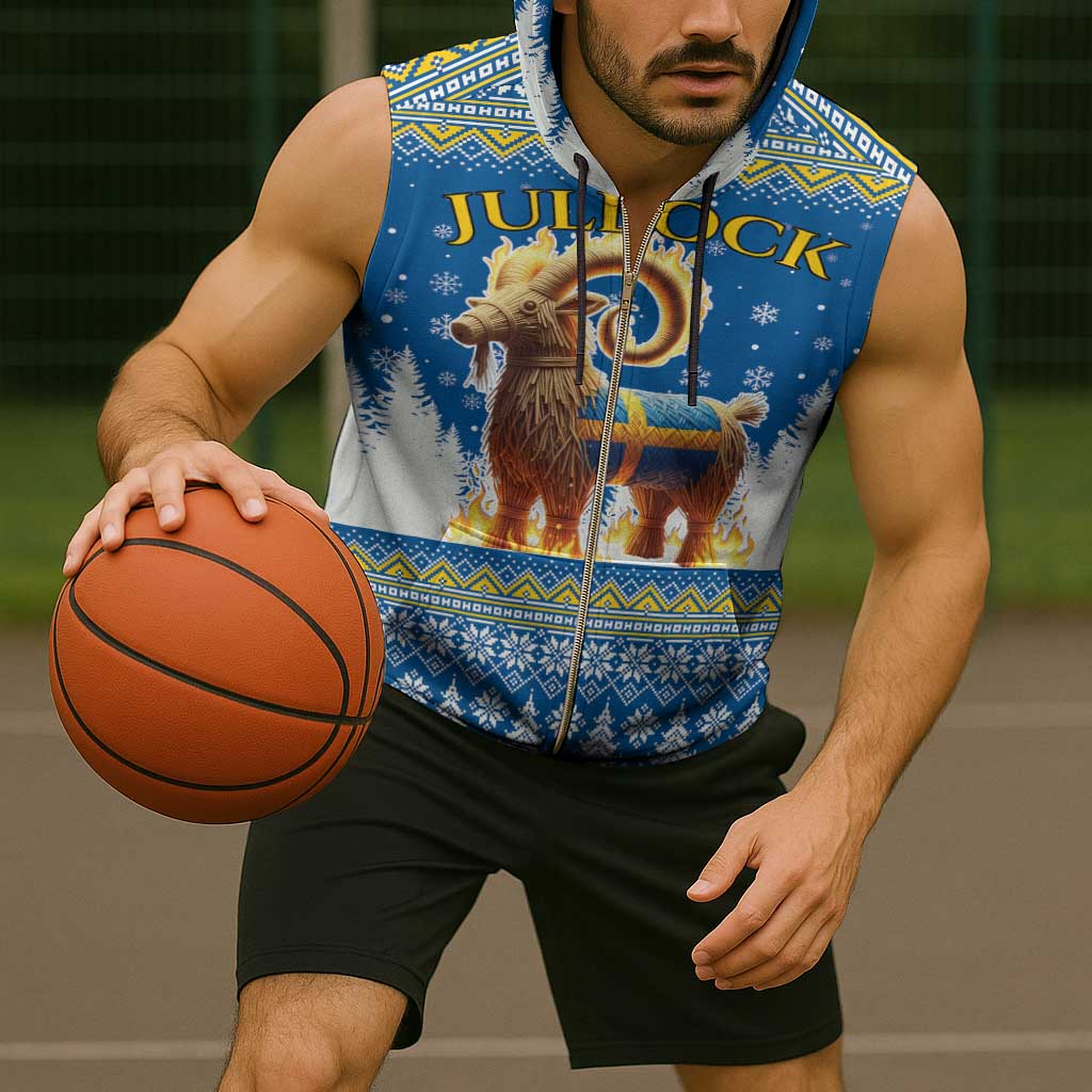 Sweden Christmas Sleeveless Zip Hoodie Julbock Yule Goat LT19