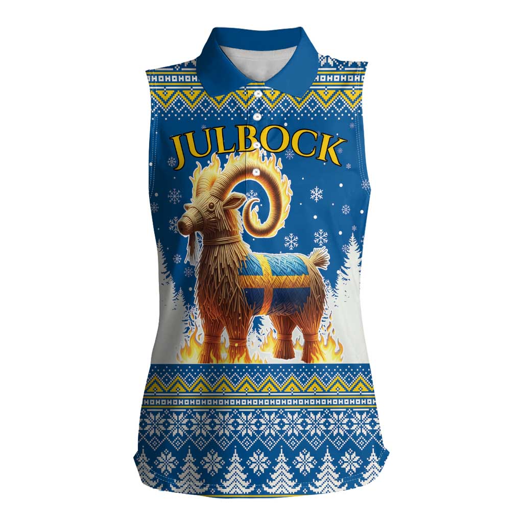 Sweden Christmas Women Sleeveless Polo Shirt Julbock Yule Goat LT19