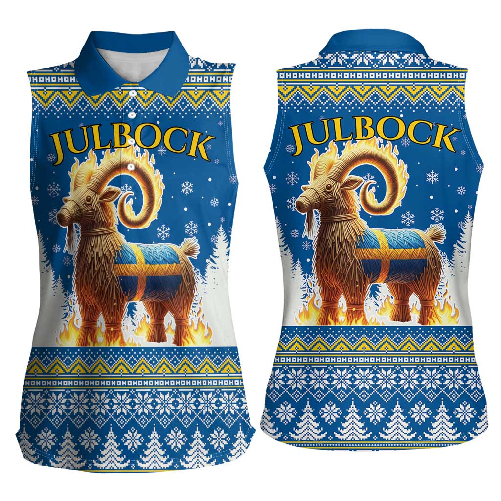 Sweden Christmas Women Sleeveless Polo Shirt Julbock Yule Goat LT19