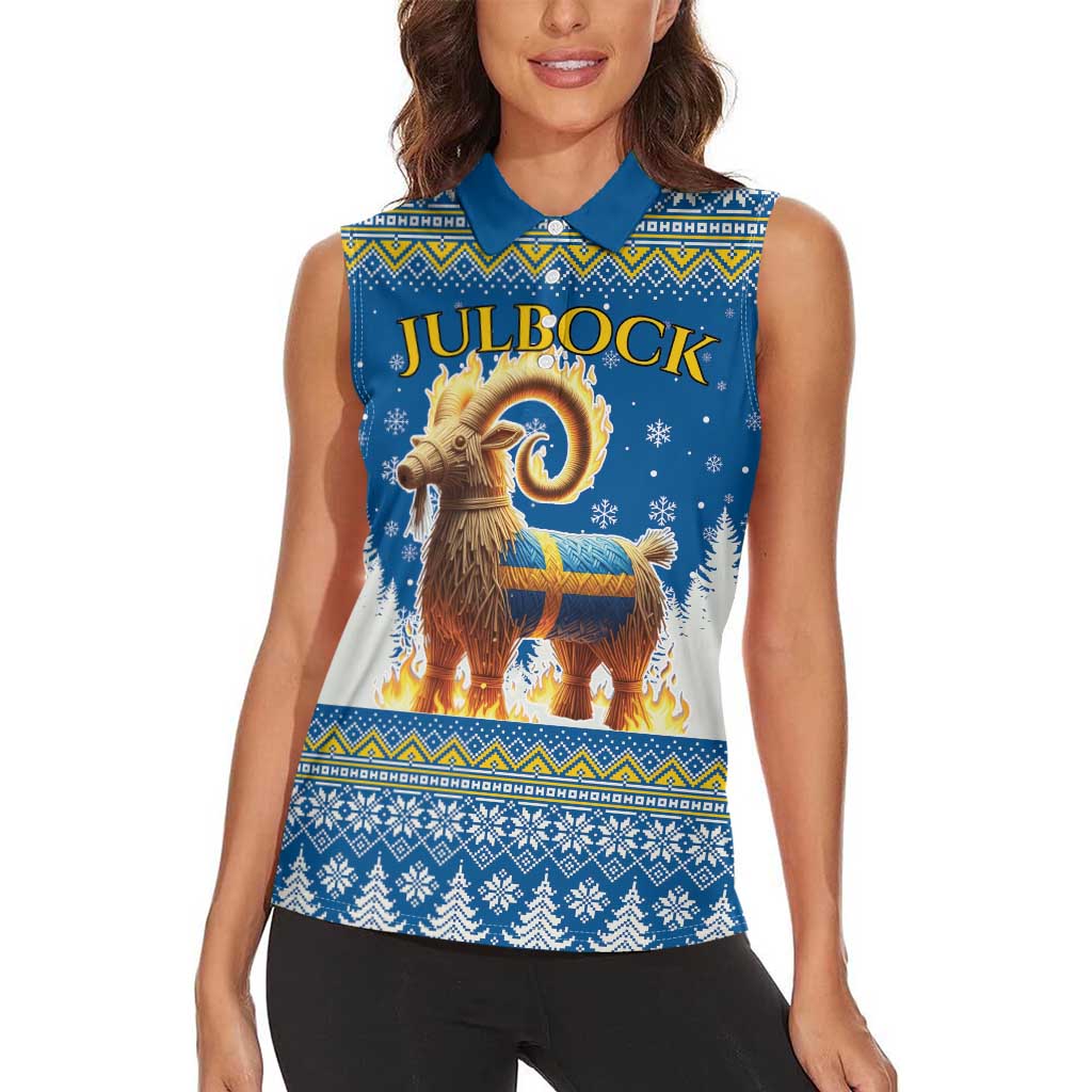 Sweden Christmas Women Sleeveless Polo Shirt Julbock Yule Goat LT19