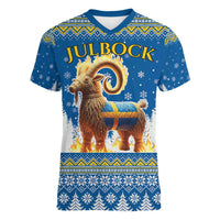 Sweden Christmas Women V-Neck T-Shirt Julbock Yule Goat LT19