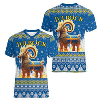 Sweden Christmas Women V-Neck T-Shirt Julbock Yule Goat LT19