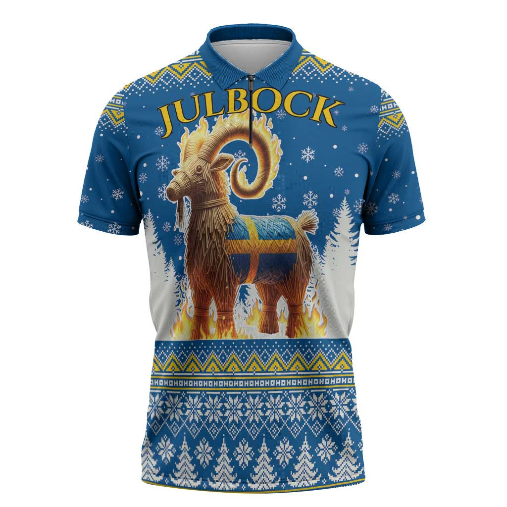 Sweden Christmas Zipper Polo Shirt Julbock Yule Goat LT19
