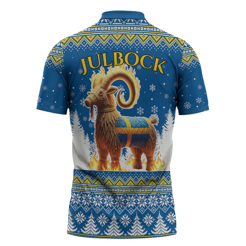 Sweden Christmas Zipper Polo Shirt Julbock Yule Goat LT19