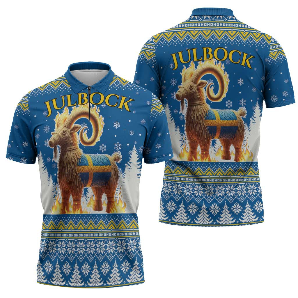 Sweden Christmas Zipper Polo Shirt Julbock Yule Goat LT19