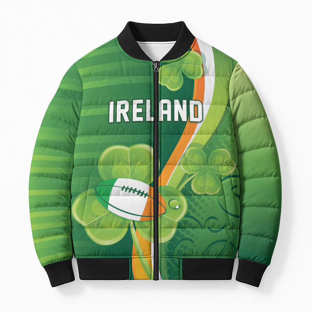 Ireland Rugby Custom Bomber Puffer Jacket Irish Shamrock Champions