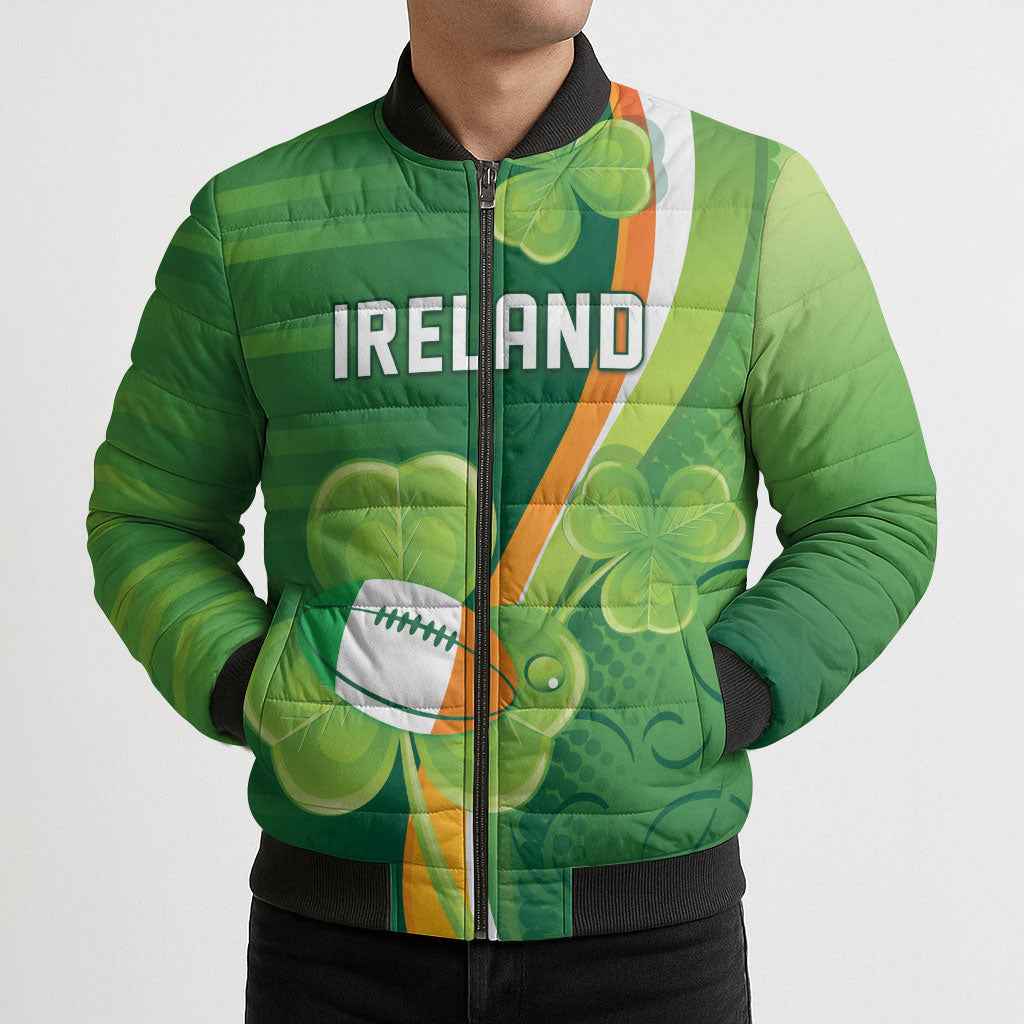 Ireland Rugby Custom Bomber Puffer Jacket Irish Shamrock Champions