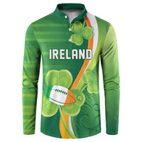 Ireland Rugby Custom Button Sweatshirt Irish Shamrock Champions
