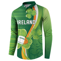 Ireland Rugby Custom Button Sweatshirt Irish Shamrock Champions