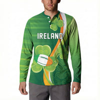 Ireland Rugby Custom Button Sweatshirt Irish Shamrock Champions