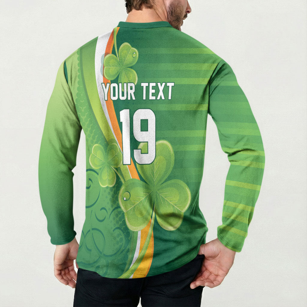 Ireland Rugby Custom Button Sweatshirt Irish Shamrock Champions