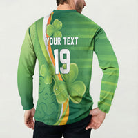Ireland Rugby Custom Button Sweatshirt Irish Shamrock Champions