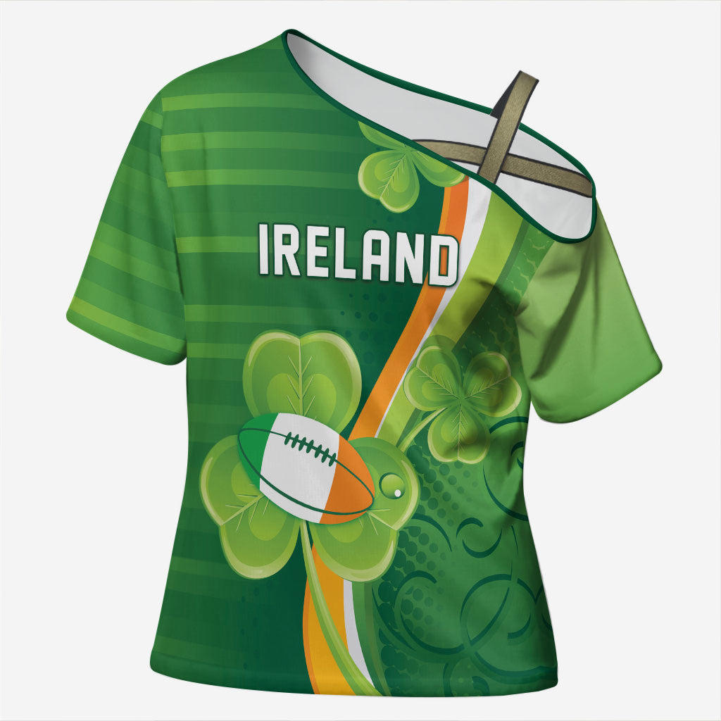 Ireland Rugby Custom Cross Shoulder Shirt Irish Shamrock Champions