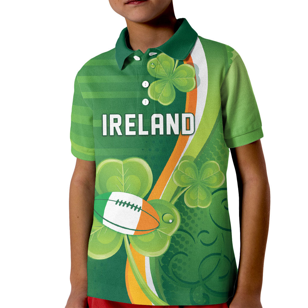Ireland Rugby Custom Kid Polo Shirt Irish Shamrock Champions
