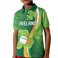 Ireland Rugby Custom Kid Polo Shirt Irish Shamrock Champions