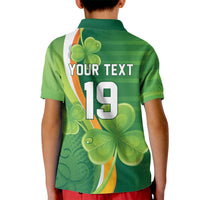 Ireland Rugby Custom Kid Polo Shirt Irish Shamrock Champions
