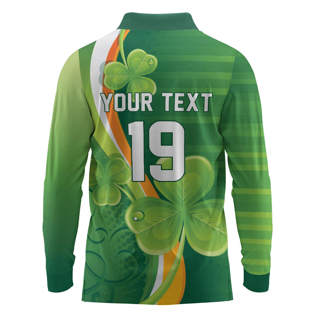 Ireland Rugby Custom Long Sleeve Polo Shirt Irish Shamrock Champions