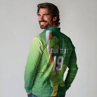 Ireland Rugby Custom Long Sleeve Polo Shirt Irish Shamrock Champions