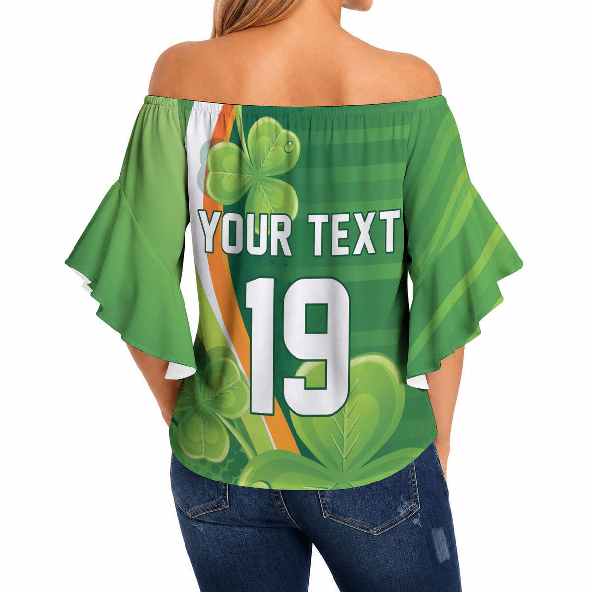 Ireland Rugby Custom Off Shoulder Wrap Waist Top Irish Shamrock Champions