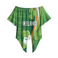Ireland Rugby Custom Off Shoulder Wrap Waist Top Irish Shamrock Champions