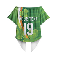 Ireland Rugby Custom Off Shoulder Wrap Waist Top Irish Shamrock Champions
