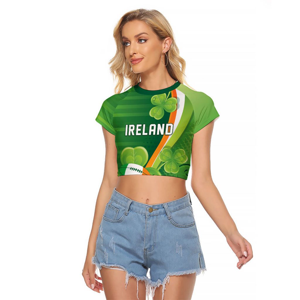 Ireland Rugby Custom Raglan Cropped T Shirt Irish Shamrock Champions