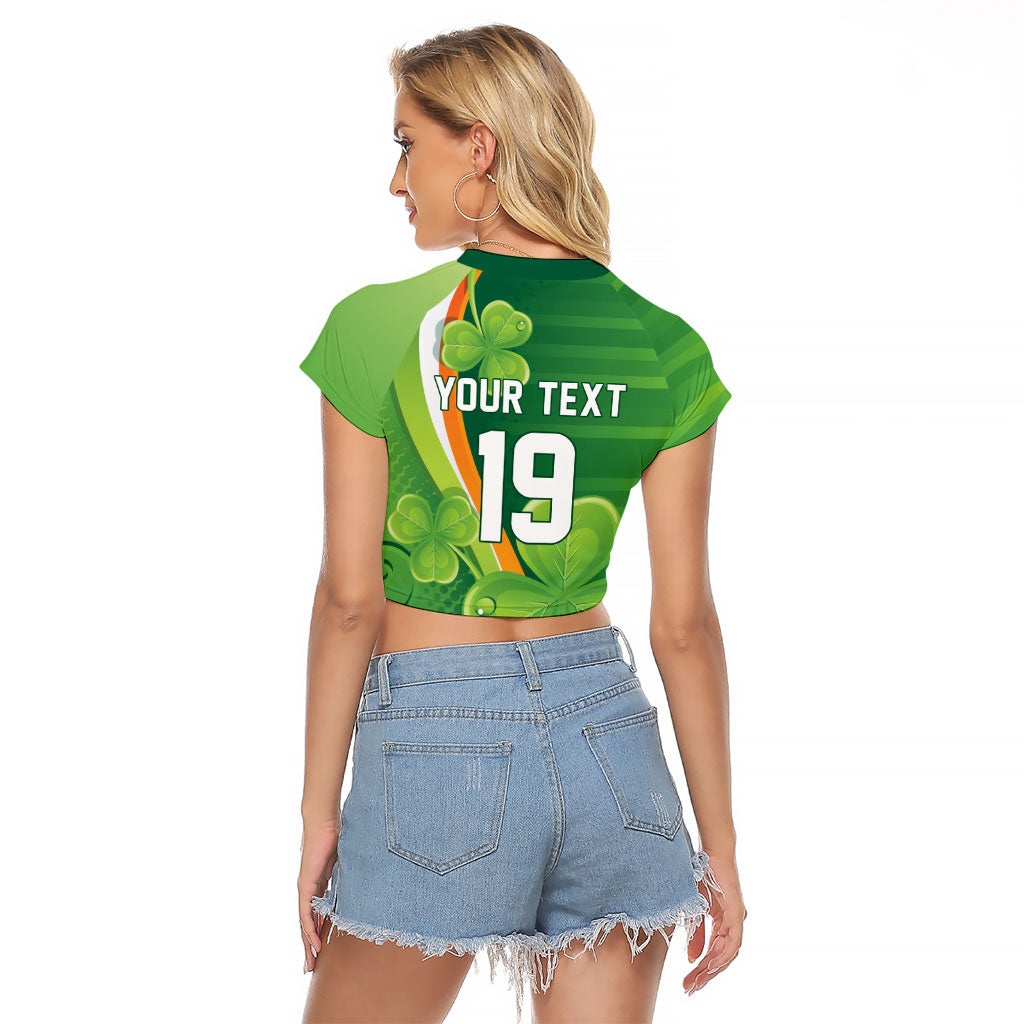 Ireland Rugby Custom Raglan Cropped T Shirt Irish Shamrock Champions