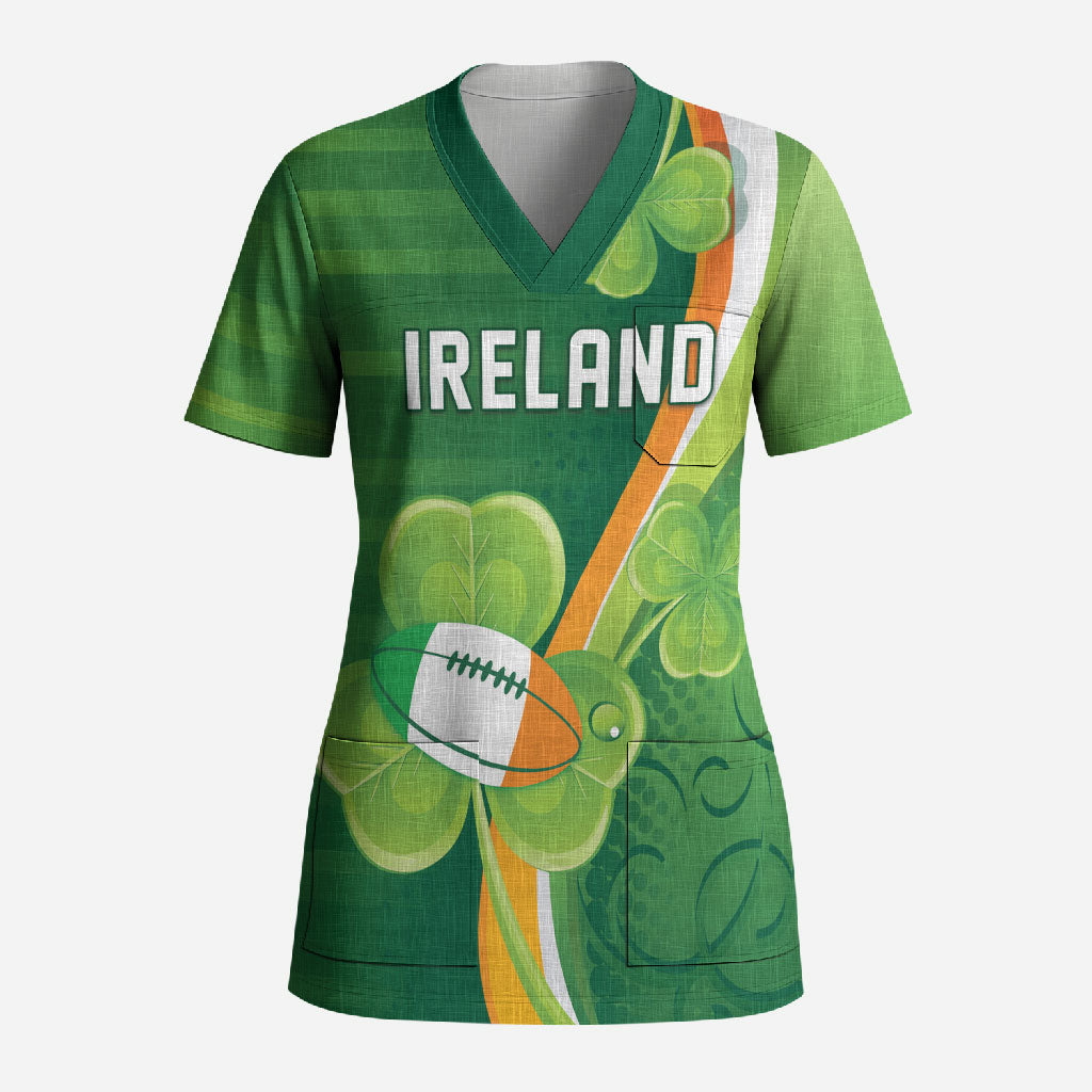 Ireland Rugby Custom Scrub Top Irish Shamrock Champions