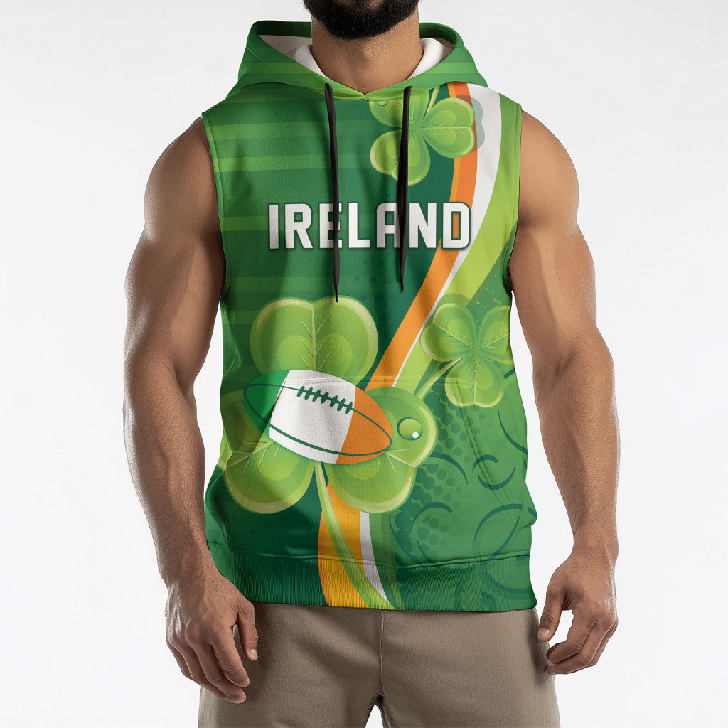 Ireland Rugby Custom Sleeveless Hoodie Irish Shamrock Champions