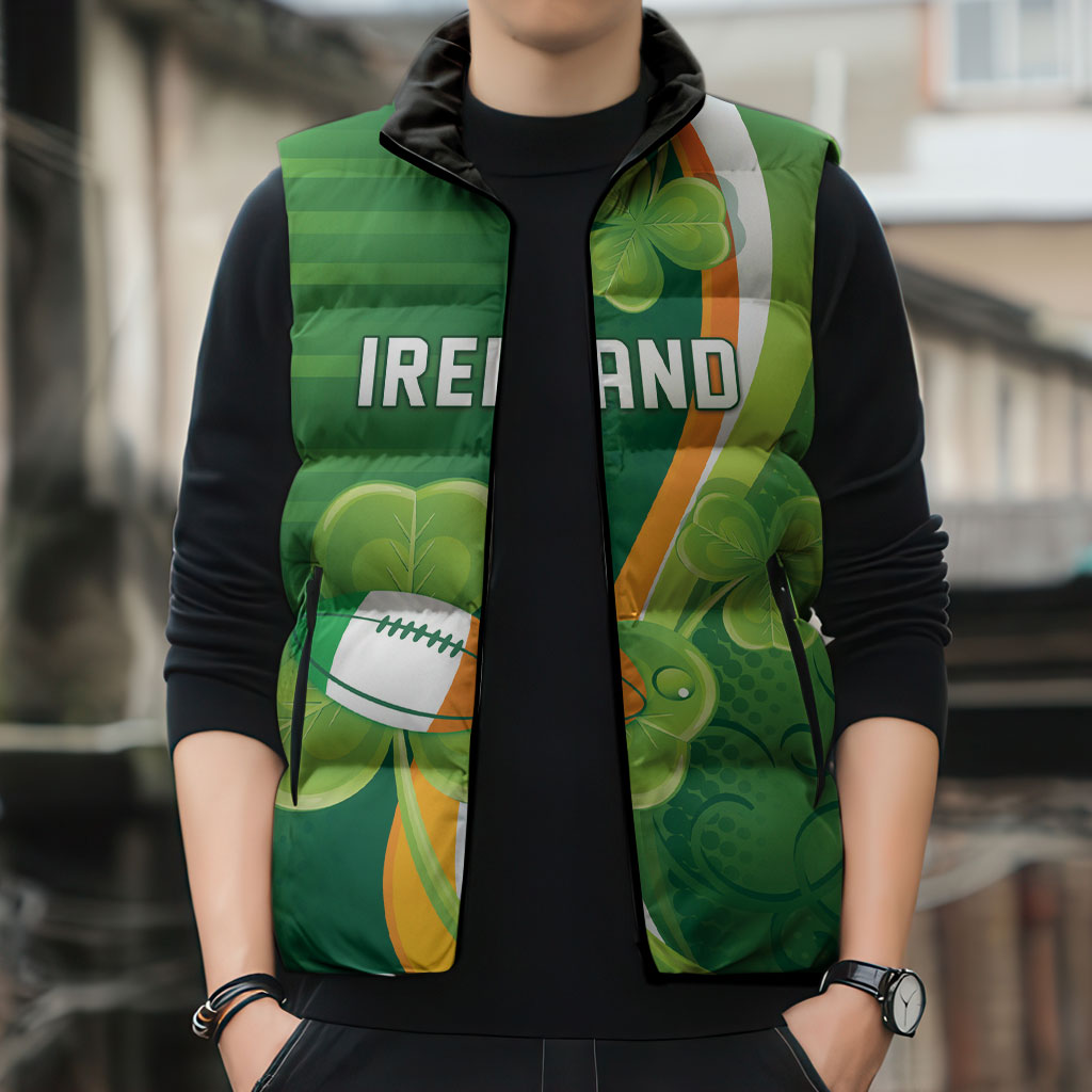 Ireland Rugby Custom Sleeveless Puffer Jacket Irish Shamrock Champions