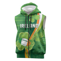 Ireland Rugby Custom Sleeveless Zip Hoodie Irish Shamrock Champions
