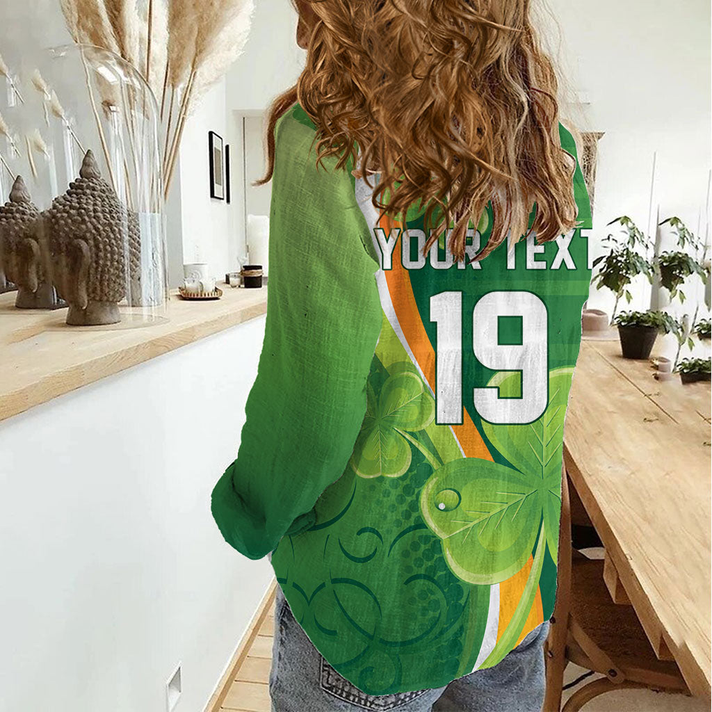 Ireland Rugby Custom Women Casual Shirt Irish Shamrock Champions