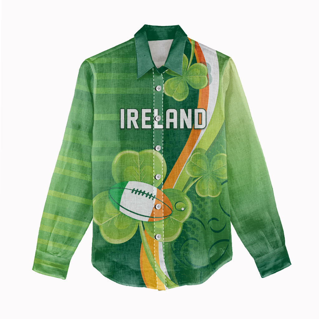 Ireland Rugby Custom Women Casual Shirt Irish Shamrock Champions