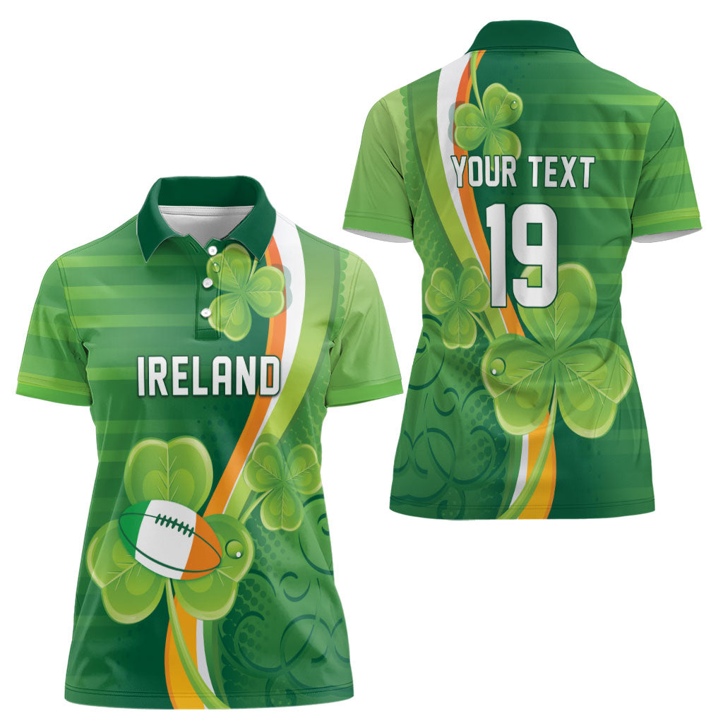 Ireland Rugby Custom Women Polo Shirt Irish Shamrock Champions
