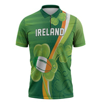 Ireland Rugby Custom Zipper Polo Shirt Irish Shamrock Champions