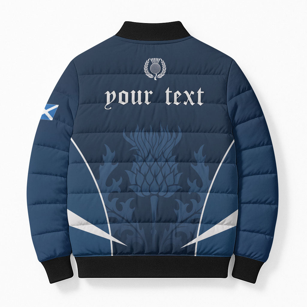 Scotland Rugby Personalized Bomber Puffer Jacket Scottish Thistle Champions