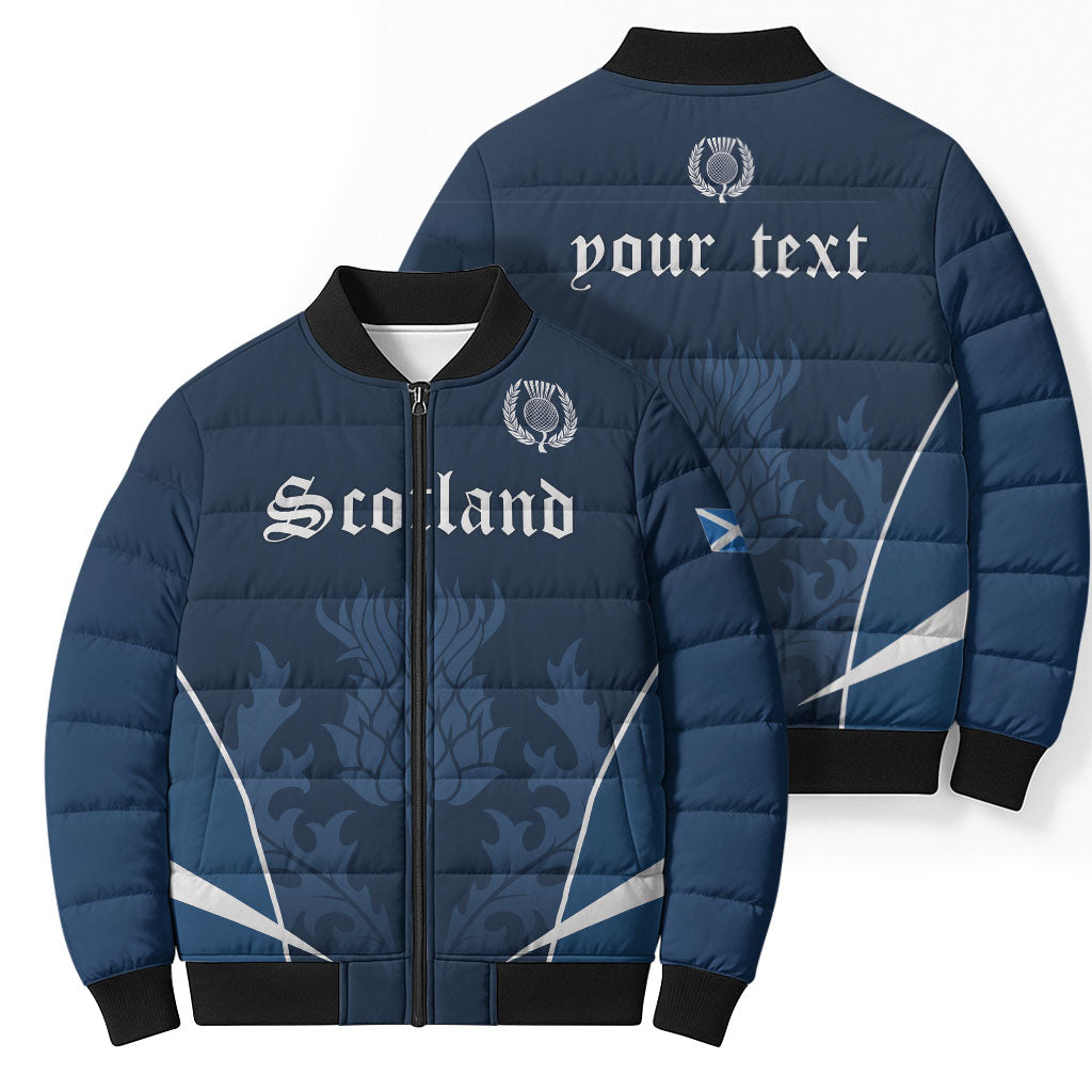 Scotland Rugby Personalized Bomber Puffer Jacket Scottish Thistle Champions
