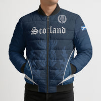 Scotland Rugby Personalized Bomber Puffer Jacket Scottish Thistle Champions