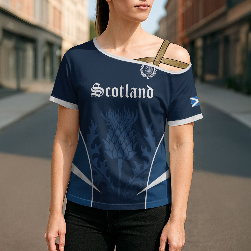 Scotland Rugby Personalized Cross Shoulder Shirt Scottish Thistle Champions
