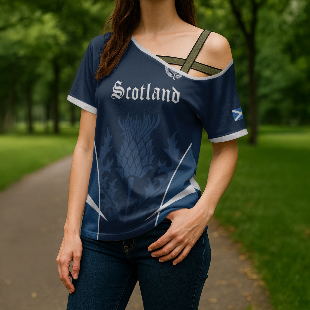 Scotland Rugby Personalized Cross Shoulder Shirt Scottish Thistle Champions