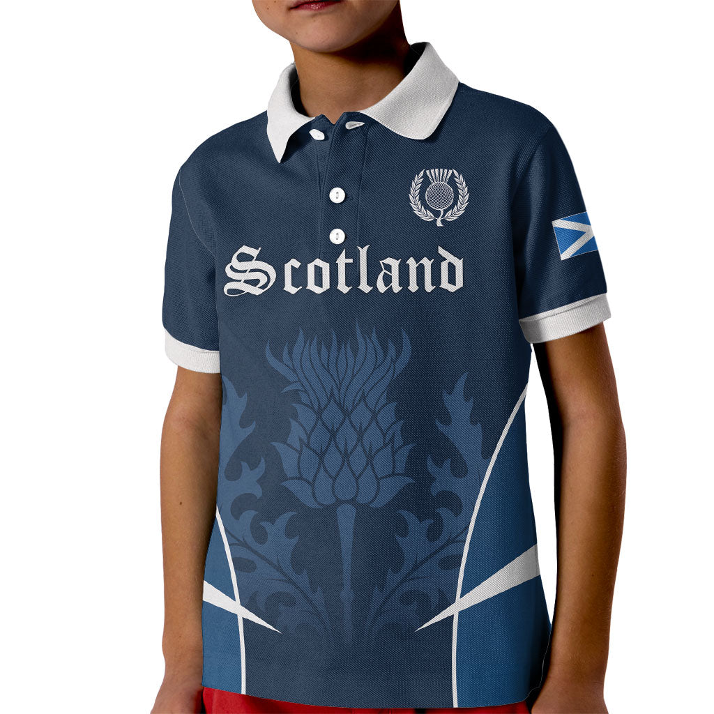 Scotland Rugby Personalized Kid Polo Shirt Scottish Thistle Champions